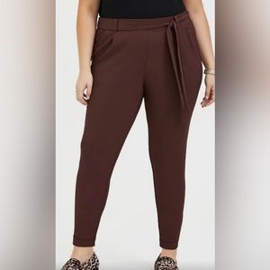 [torrid] Raisin Brown Crepe Self Tie Tapered Pant